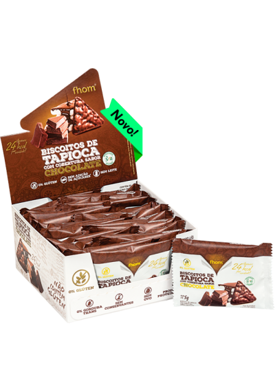 Biscoito de Tapioca coberto chocolate Fhom 5grs
